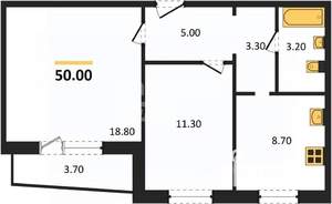 2-к квартира, вторичка, 50м2, 6/10 этаж