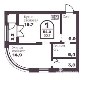 1-к квартира, вторичка, 51м2, 5/24 этаж