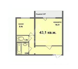 1-к квартира, вторичка, 43м2, 10/10 этаж