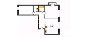 2-к квартира, вторичка, 56м2, 6/10 этаж