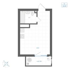 Студия квартира, вторичка, 26м2, 9/14 этаж