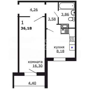 1-к квартира, вторичка, 36м2, 5/18 этаж