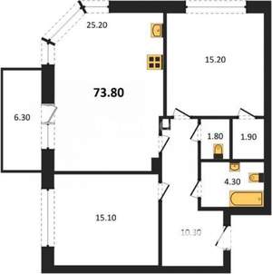3-к квартира, вторичка, 74м2, 4/22 этаж