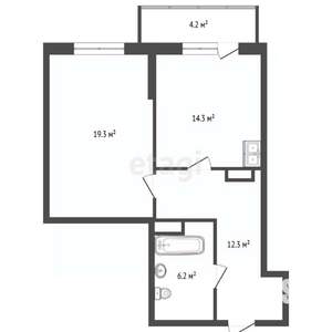 1-к квартира, вторичка, 53м2, 3/12 этаж