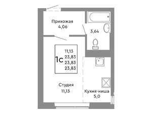 Студия квартира, вторичка, 24м2, 1/10 этаж