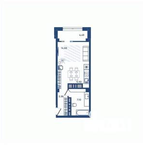 1-к квартира, вторичка, 31м2, 21/23 этаж