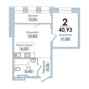2-к квартира, вторичка, 41м2, 3/10 этаж