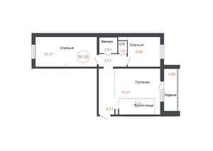 3-к квартира, вторичка, 59м2, 13/17 этаж