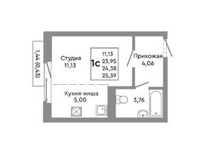 Студия квартира, строящийся дом, 24м2, 10/10 этаж