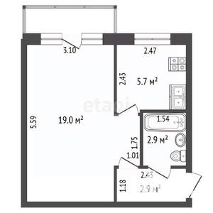 1-к квартира, вторичка, 31м2, 5/5 этаж