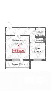 1-к квартира, вторичка, 41м2, 4/10 этаж