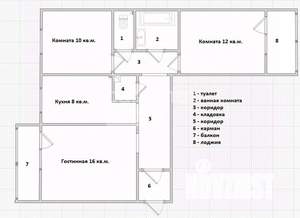 3-к квартира, вторичка, 61м2, 2/5 этаж