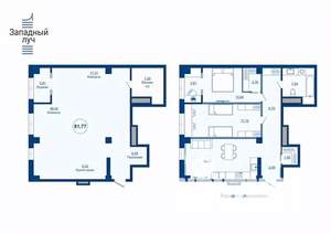 1-к квартира, вторичка, 82м2, 12/23 этаж