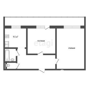 2-к квартира, вторичка, 46м2, 9/9 этаж