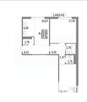 3-к квартира, вторичка, 64м2, 4/10 этаж