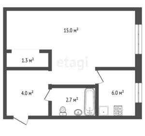 1-к квартира, вторичка, 30м2, 5/5 этаж
