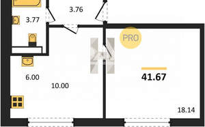 1-к квартира, вторичка, 42м2, 1/10 этаж