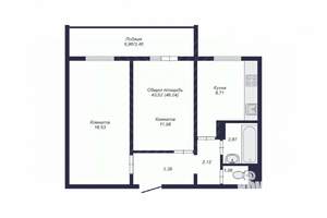 2-к квартира, вторичка, 50м2, 9/10 этаж