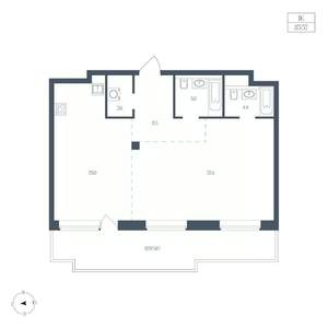 1-к квартира, вторичка, 84м2, 2/7 этаж