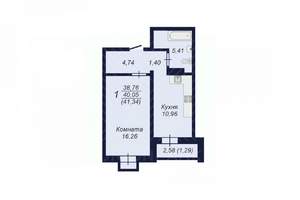 1-к квартира, вторичка, 40м2, 12/15 этаж