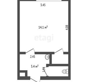 1-к квартира, вторичка, 20м2, 1/5 этаж