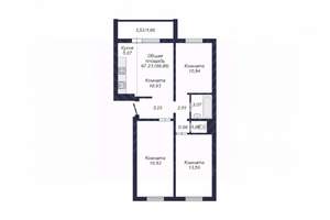 3-к квартира, вторичка, 69м2, 5/10 этаж