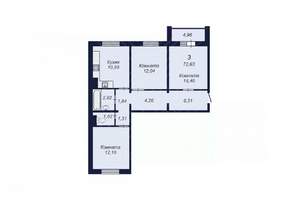 3-к квартира, вторичка, 73м2, 10/18 этаж