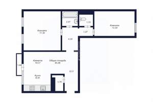 3-к квартира, вторичка, 62м2, 7/10 этаж