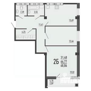 2-к квартира, вторичка, 63м2, 2/16 этаж