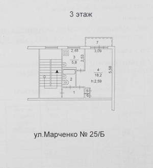 1-к квартира, вторичка, 30м2, 3/5 этаж