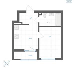 1-к квартира, вторичка, 32м2, 6/18 этаж