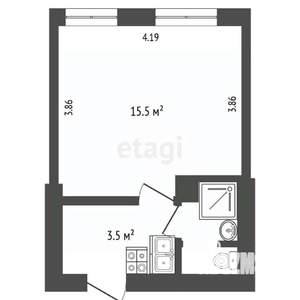 1-к квартира, вторичка, 22м2, 1/5 этаж