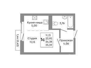 Студия квартира, строящийся дом, 24м2, 7/10 этаж