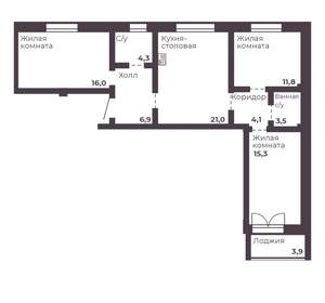 3-к квартира, вторичка, 83м2, 8/17 этаж