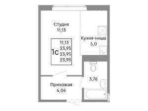 Студия квартира, строящийся дом, 24м2, 2/10 этаж