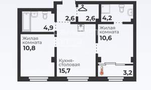 2-к квартира, вторичка, 54м2, 6/23 этаж