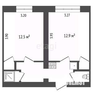 2-к квартира, вторичка, 35м2, 3/5 этаж