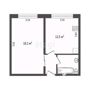 1-к квартира, вторичка, 37м2, 9/9 этаж