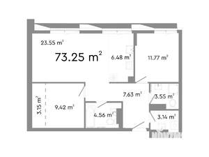 3-к квартира, строящийся дом, 73м2, 17/24 этаж