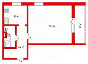 1-к квартира, вторичка, 40м2, 8/10 этаж