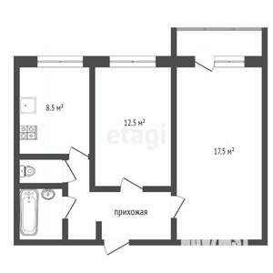 2-к квартира, вторичка, 50м2, 8/9 этаж