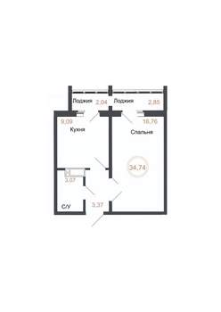 1-к квартира, вторичка, 35м2, 15/16 этаж
