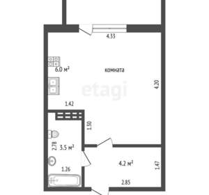 Студия квартира, вторичка, 24м2, 5/10 этаж