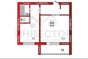 1-к квартира, вторичка, 40м2, 6/10 этаж