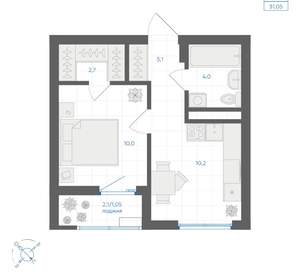 1-к квартира, вторичка, 31м2, 7/18 этаж