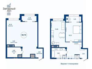 2-к квартира, вторичка, 55м2, 22/23 этаж