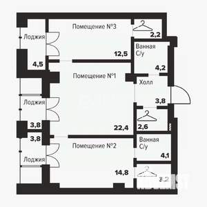 2-к квартира, вторичка, 74м2, 18/31 этаж