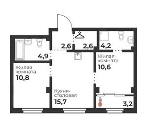2-к квартира, вторичка, 51м2, 6/23 этаж