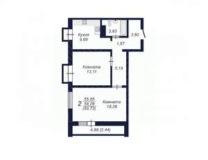 2-к квартира, вторичка, 58м2, 14/15 этаж