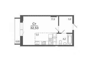 Студия квартира, вторичка, 33м2, 30/30 этаж